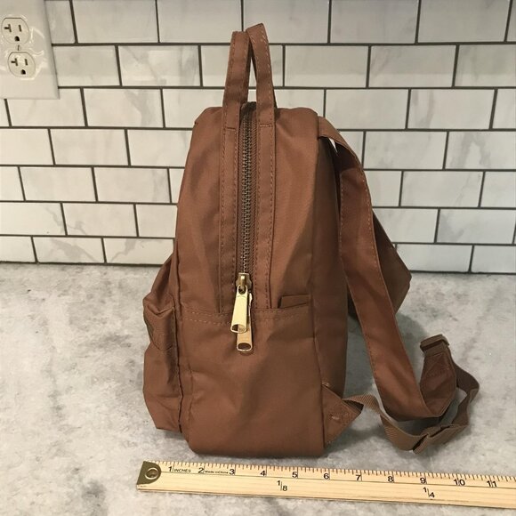 Herschel Mini Backpack Brown Small Daypack Gold Zippers Pocket Travel School - Picture 8 of 8